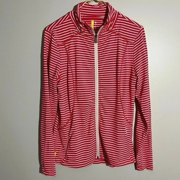 Lole Full Zip Althletic Coral Striped Jacket Size XL - Picture 1 of 6
